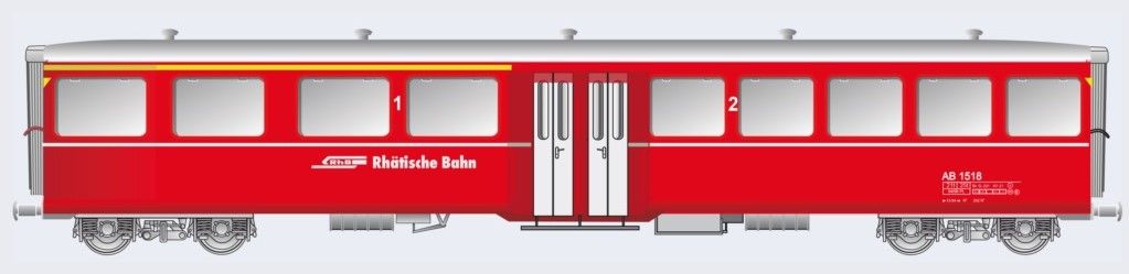 Leichte Bauart, Beschriftung RhB Rhätische Bahn/RhB Ferrovia retica, Drehfalttüren, Metall/Kunststoff Mischbauweise, LÜP.: 811 mm